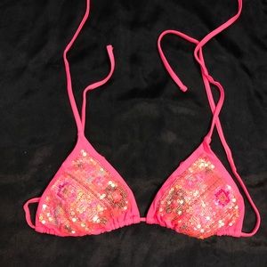 Coral sequined bathing suit top